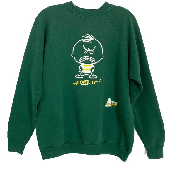 HANES Sweatshirt L Men Vintage 1995 Get Over It Cotton Blend - Picture 1 of 6